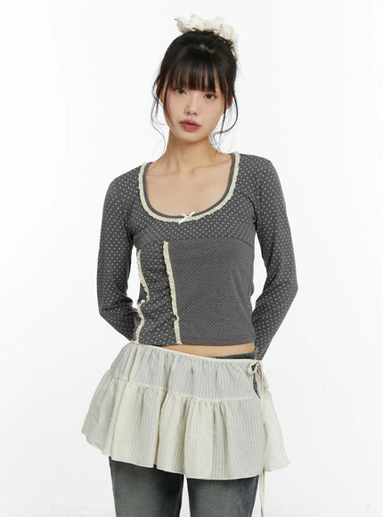 u-neck-polka-dot-lace-long-sleeve-top-cf509