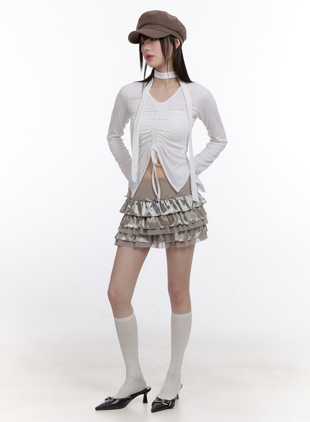 Ribbon Frilled Mini Skirt CF512