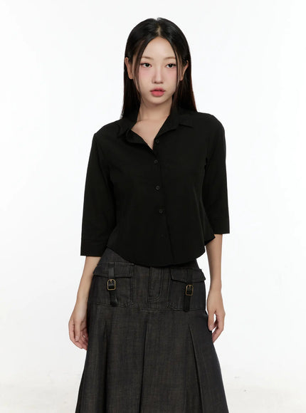 chic-black-buttoned-half-sleeve-top-cl531