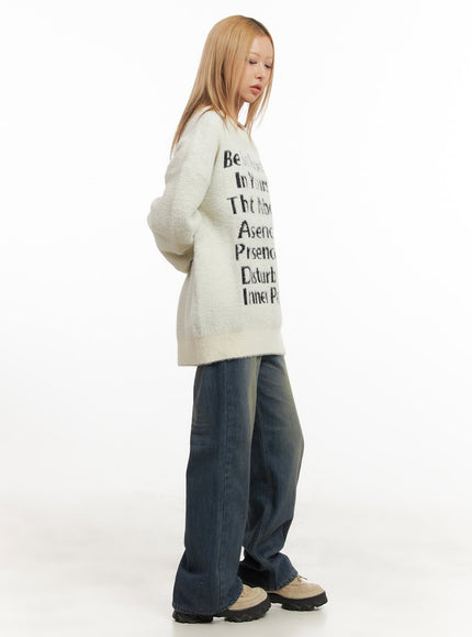 Fuzzy Graphic Oversized Sweater CJ508