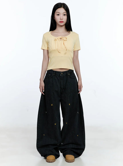 Ruched Ribbon Cropped Tee CG507