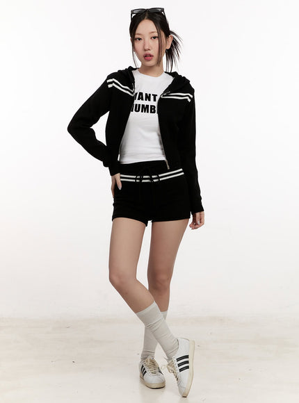 Knitted Striped Zip-Up Hoodie CM507