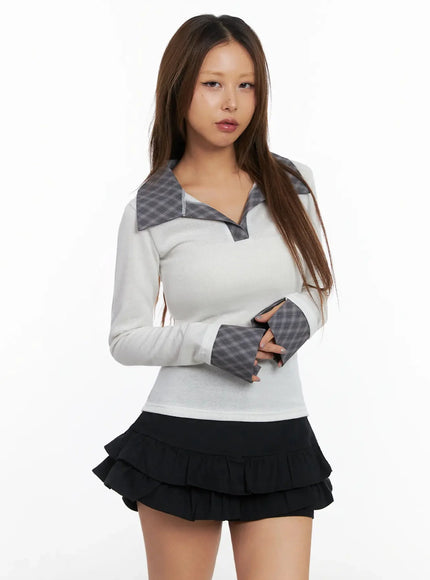checkered-collar-top-in528