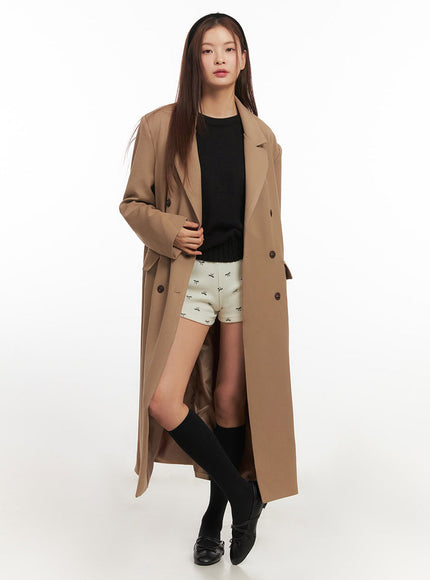 Buttoned Collared Long Coat IM513