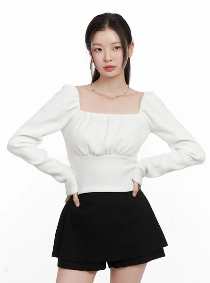 square-neck-shirred-long-sleeve-top-cn504