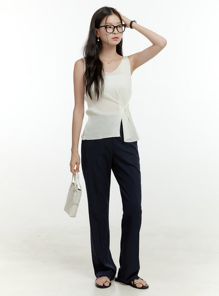 v-neck-twisted-waist-slim-top-ol430