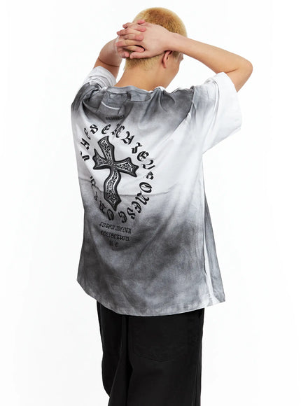 Men's Gradient Graphic Oversized Tee IL511