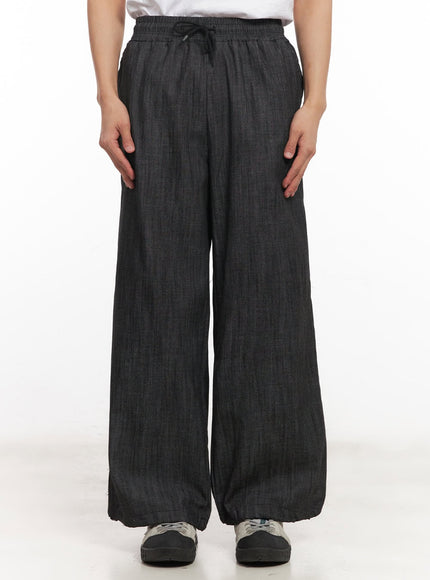 mens-denim-wide-leg-sweatpants-black-im518 / Black