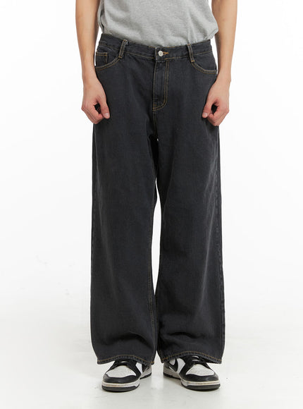 mens-denim-wide-leg-jeans-ia401 / Black
