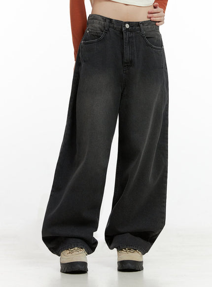 phoebe-oversized-side-tuck-jeans-io430 / Black