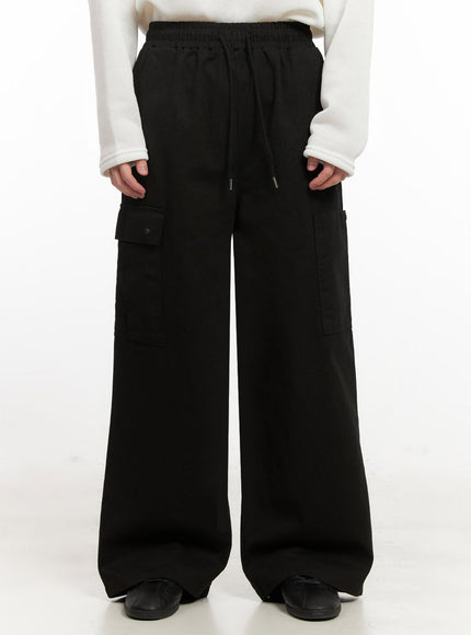 mens-relaxed-fit-cargo-pants-ij517 / Black