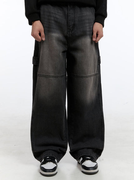 mens-stitched-baggy-jeans-black-ig427 / Black