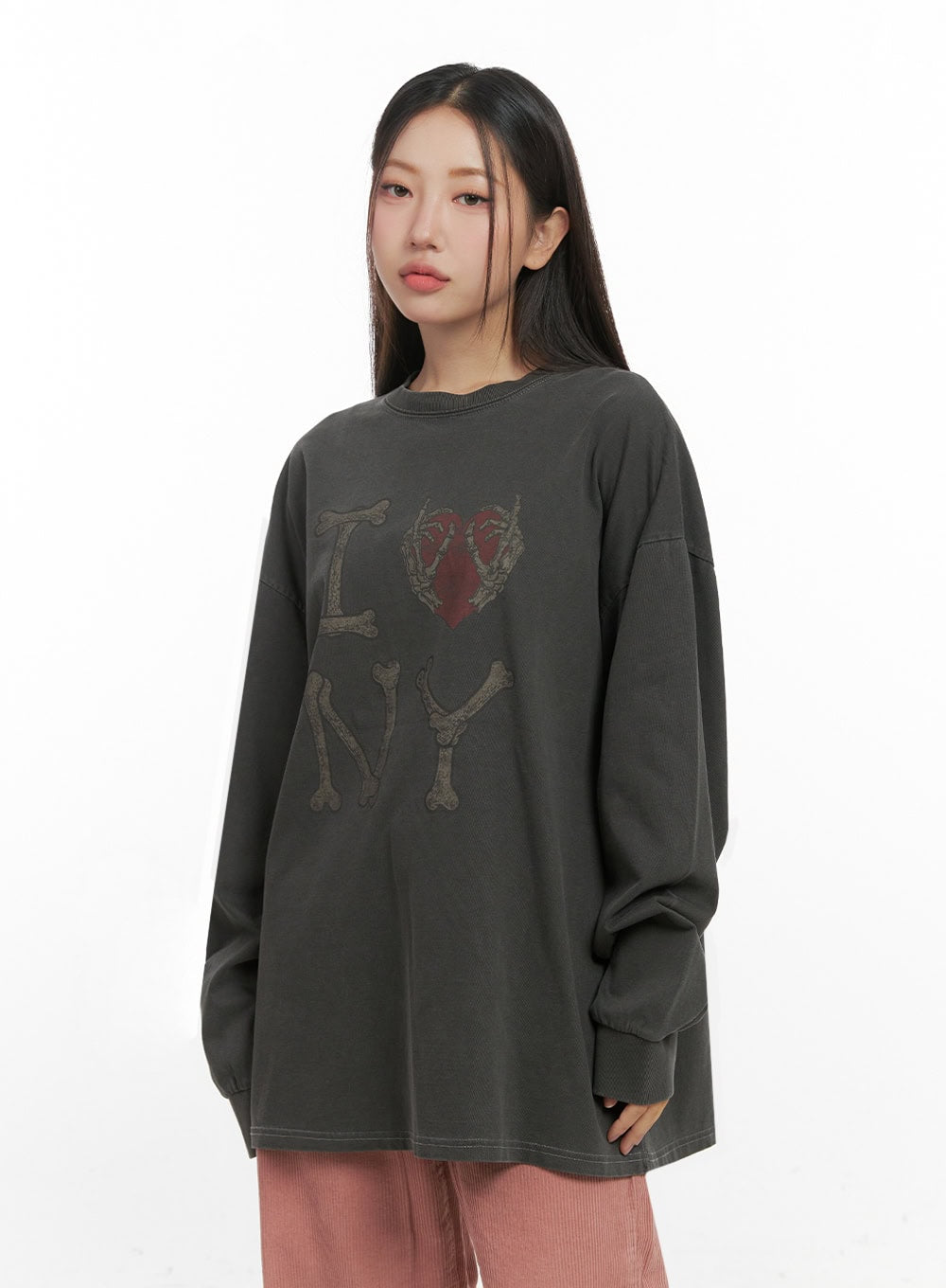 cotton-graphic-oversize-cardigan-in415 / Black