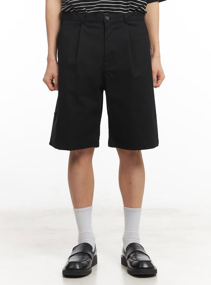 mens-roll-up-cotton-shorts-black-ia518 / Black