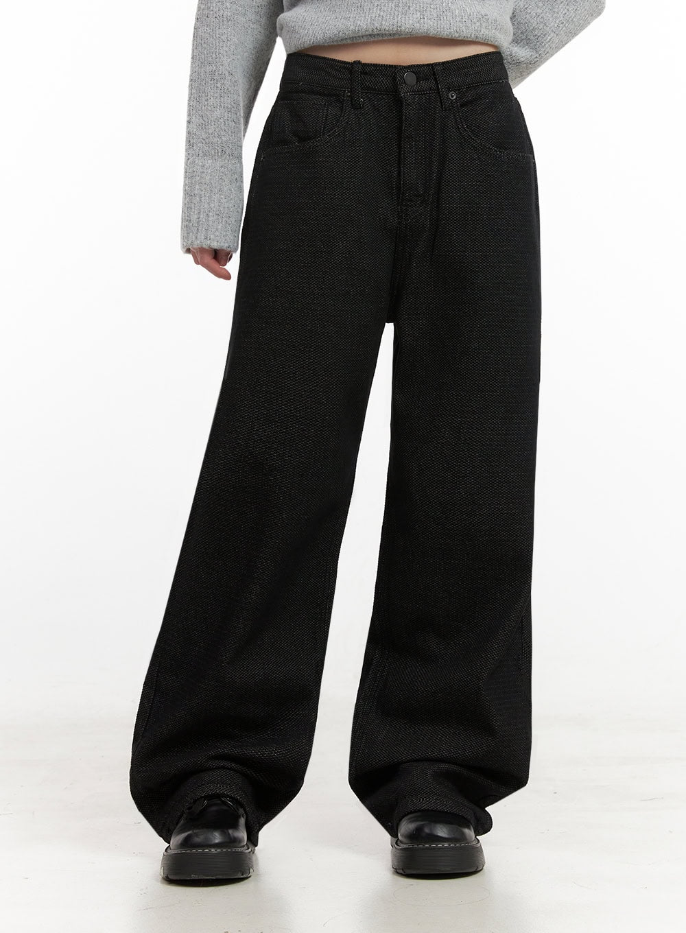 tweed-chic-wide-leg-pants-in427 / Black