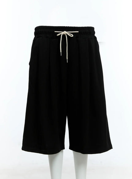 mens-pleated-sweat-shorts-ig512 / Black