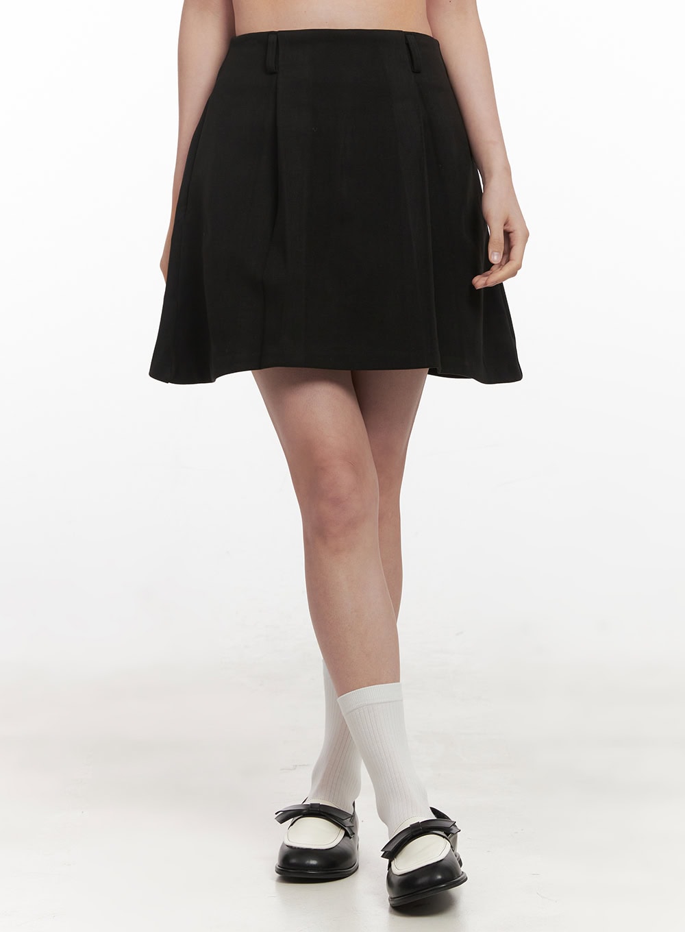 pintuck-a-line-mini-skirt-if505 / Black