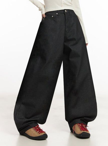 kassandra-wide-leg-baggy-jeans-ia515 / Black