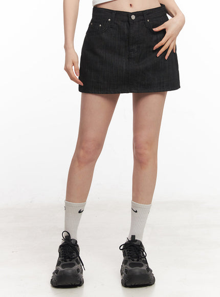 solid-cotton-mini-skirt-iy516 / Black
