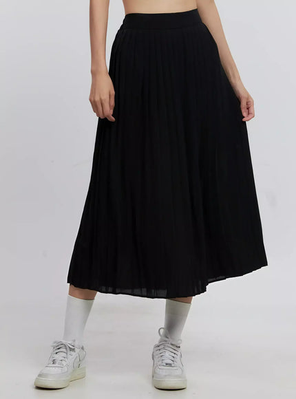 pleated-maxi-skirt-is516 / Black
