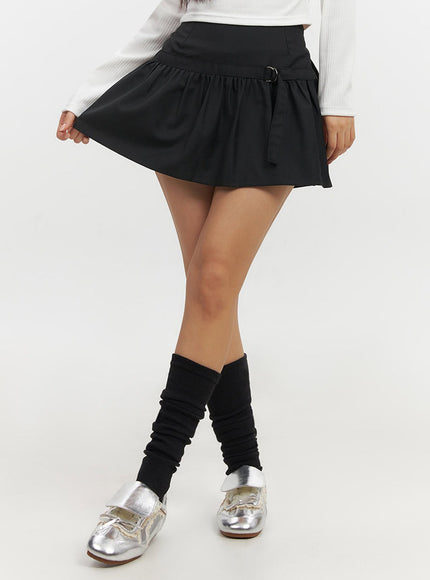 shirred-mini-skirt-if510 / Black