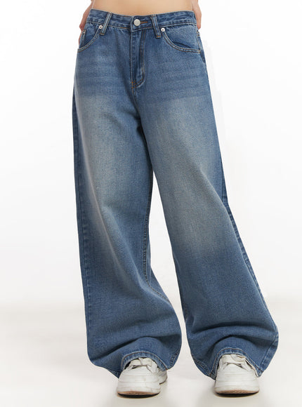 delya-washed-wide-leg-jeans-iy502 / Blue