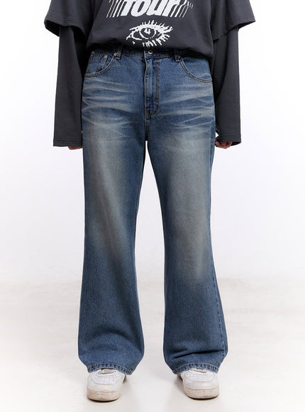 mens-washed-semi-flared-jeans-im512 / Blue