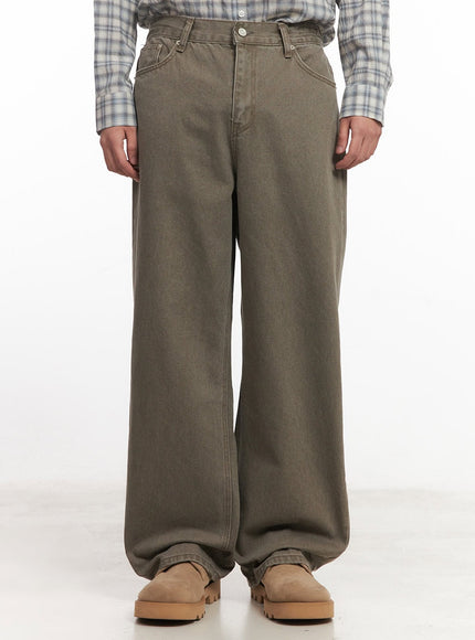 mens-cotton-washed-wide-leg-pants-im527 / Brown