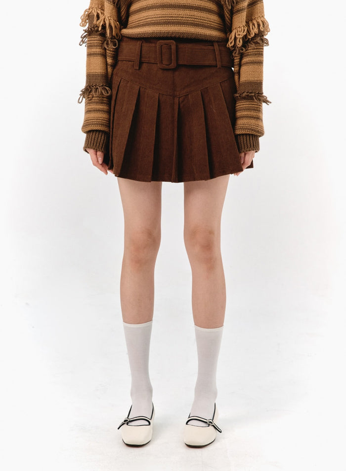 corduroy-mini-skirt-is321 / Brown