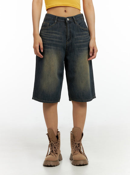 dark-washed-wide-leg-jorts-il419 / Dark blue