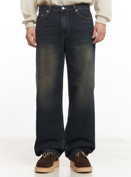 mens-vintage-washed-wide-leg-jeans-im527 / Dark blue