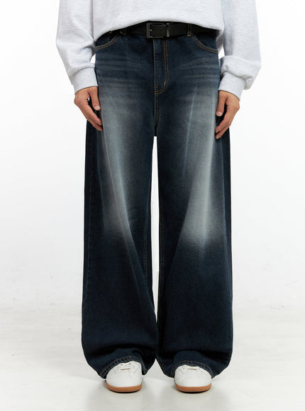 mens-washed-denim-jeans-in411 / Dark blue