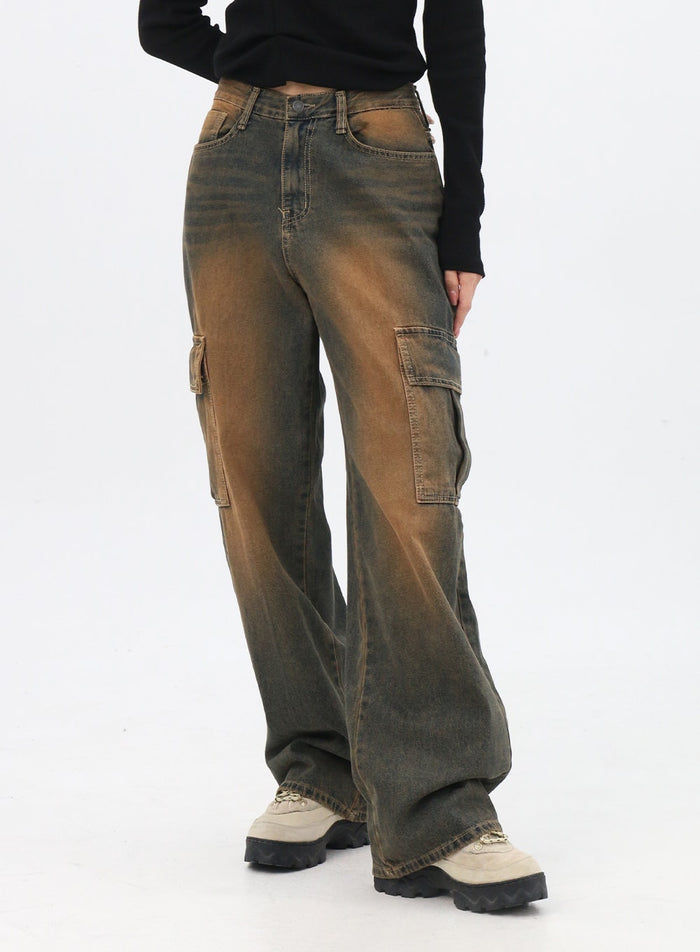 vintage-washed-cargo-jeans-in310 / Dark brown