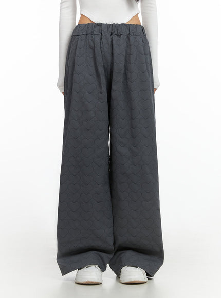 heart-quilted-cotton-wide-pants-is427 / Dark gray