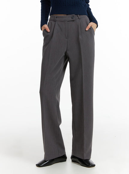 pintuck-straight-leg-tailored-pants-if402 / Dark gray