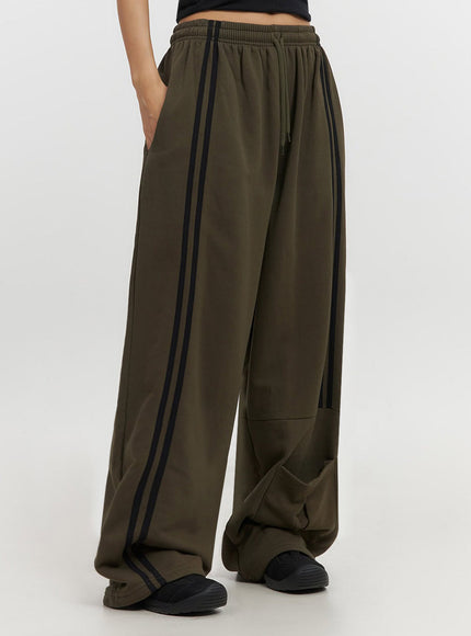 stripe-pocket-sweatpants-if510 / Dark green