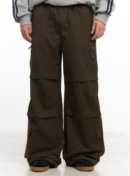 mens-cotton-pocket-wide-leg-pants-im528 / Dark green