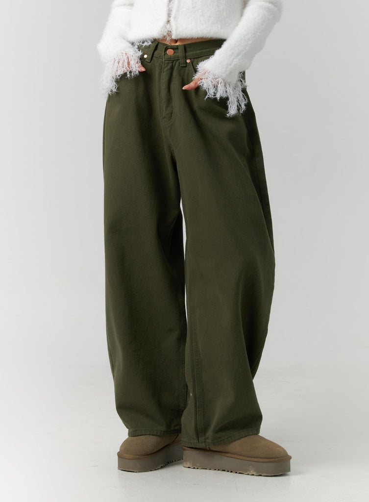 Full-Length Mid-Rise Wide Leg Street Pants ID305