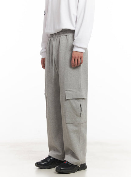 mens-cargo-pocket-wide-fit-sweatpants-im517 / Gray