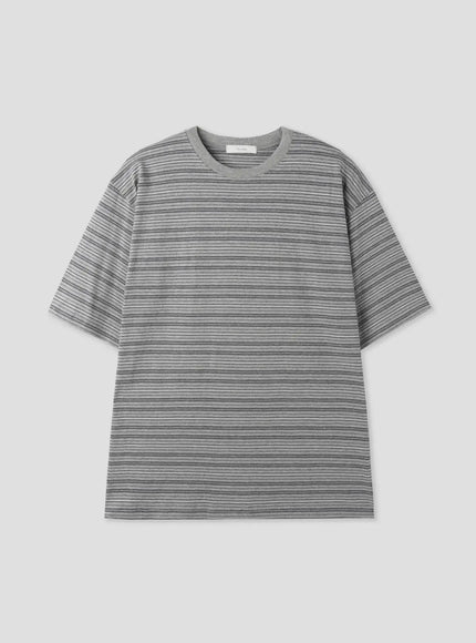 multi-striped-round-neck-t-shirt-il516 / Gray