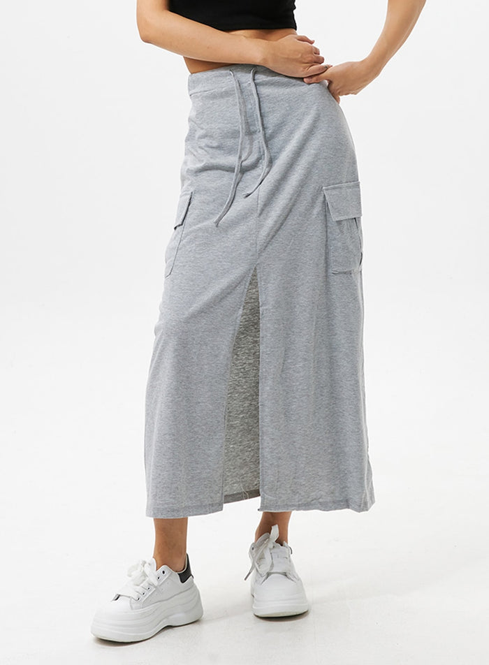 slit-pocket-maxi-skirt-io326 / Gray