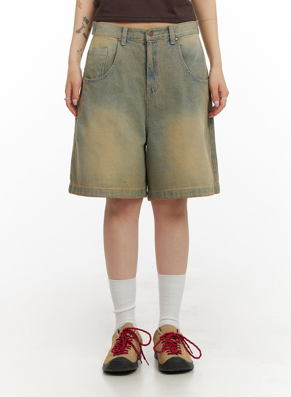 【SATIIIZ】Elk Washed Denim Gymsack Stacey_Denim_Jeans_Washed_Blac