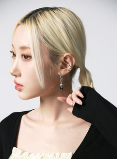 double-star-hoop-earrings-ij419 / Light gray