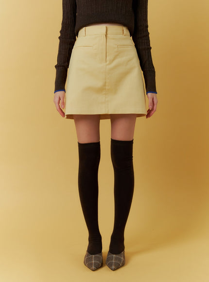 basic-cotton-mini-skirt-if408 / Light yellow