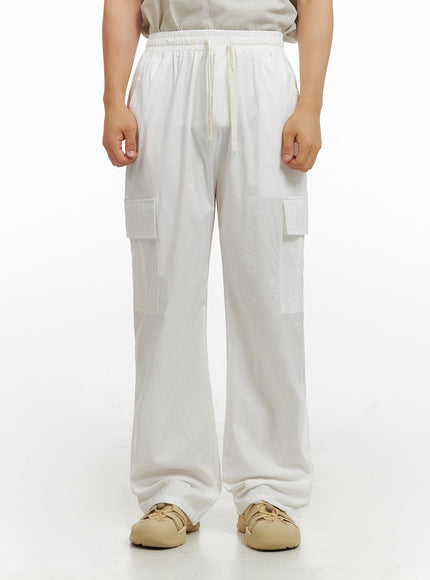 mens-loose-fit-cargo-pants-white-ig409 / White