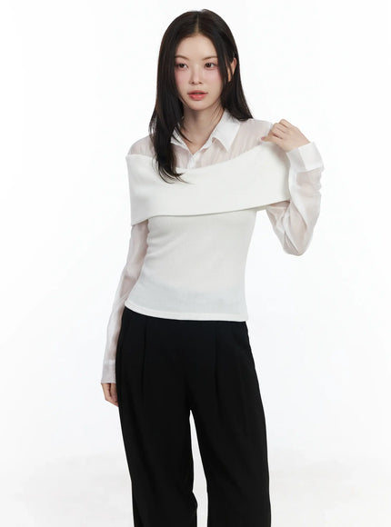 off-shoulder-knit-top-if520 / White