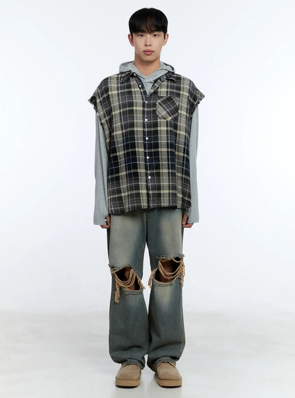 mens-distressed-plaid-shirt-vest-il517