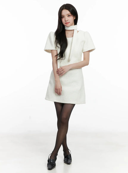 textured-mini-dress-and-scarf-set-cn526