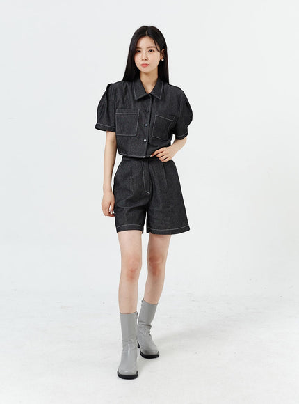 Wide Leg Denim Shorts OM317