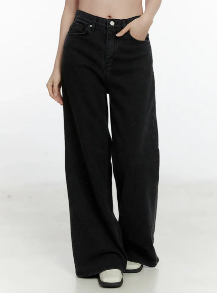 deli-fleece-straight-leg-jeans-f502 / Black